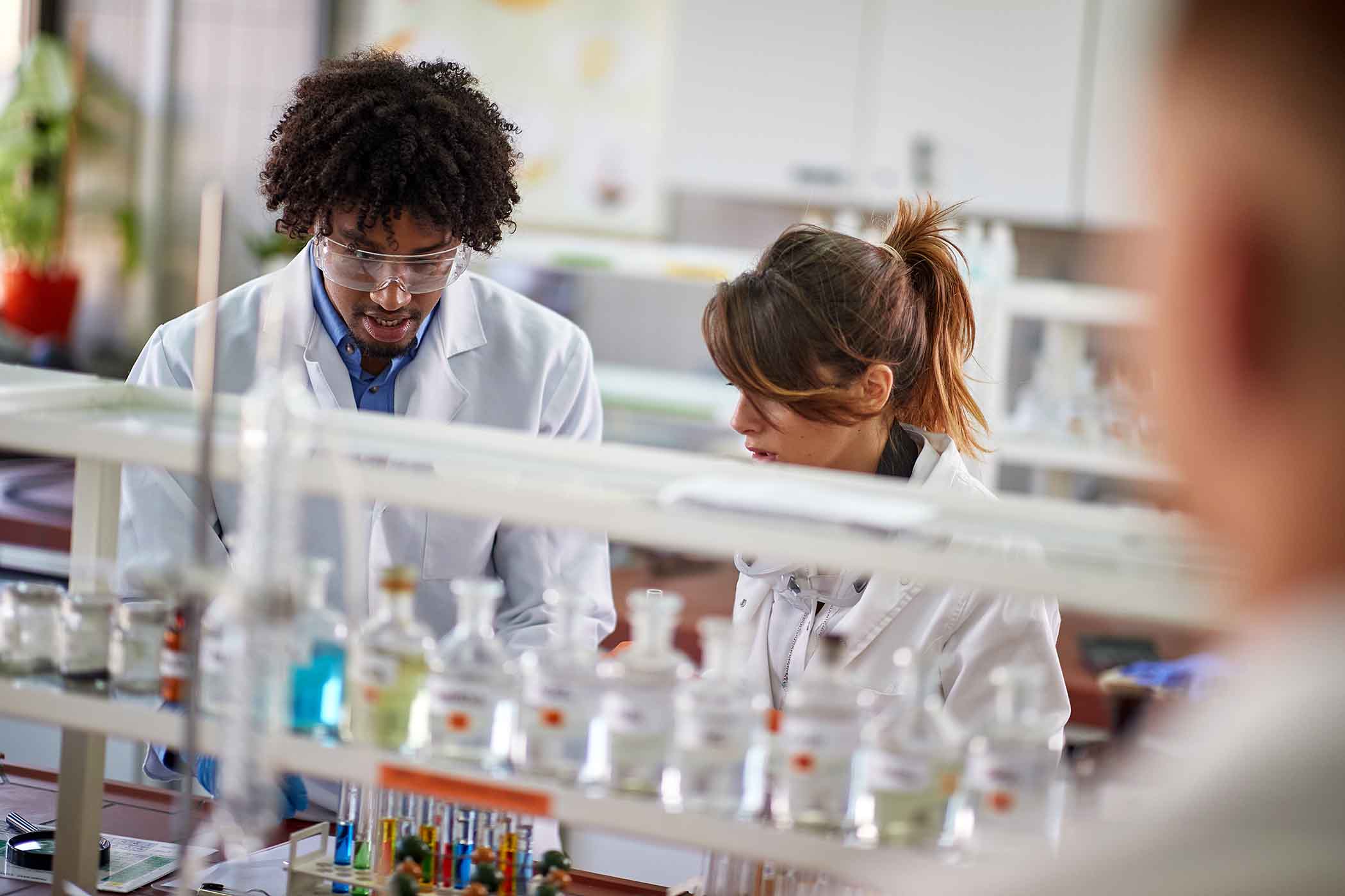 Students in pharmacy lab